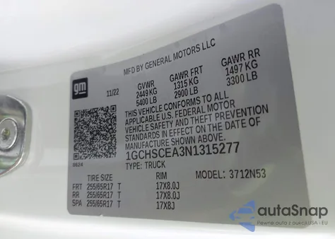 2022 Chevrolet Colorado 2Wd Long Box Lt z USA, uszkodzony, nr VIN 1GCHSCEA3N1315277